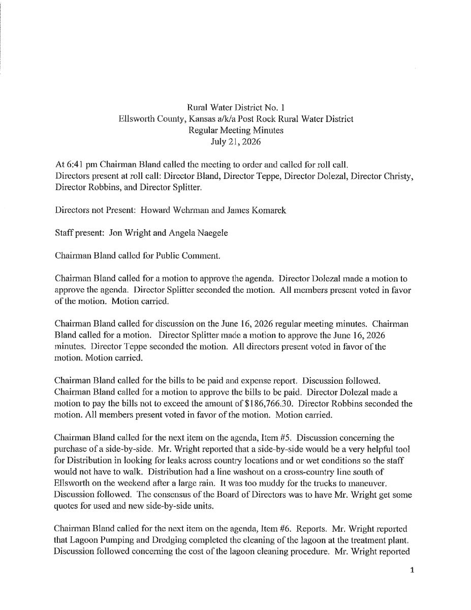July 21, 2026 Meeting Minutes